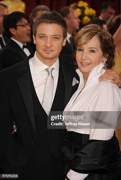 Actor Jeremy Renner and his mother Valerie Cearley arrive at the 82nd Annual Academy Awards held at the Kodak Theatre on March 7, 2010 in Hollywood,...