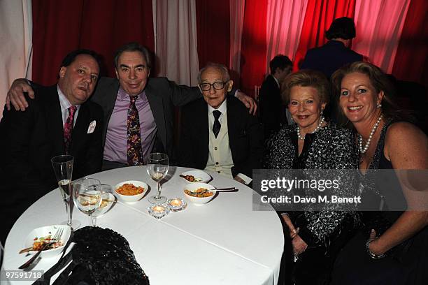 Jimmy Nederlander Jr, Andrew Lloyd Webber and Jimmy Nederlander attend the afterparty following the world premiere of "Love Never Dies" at the Old...