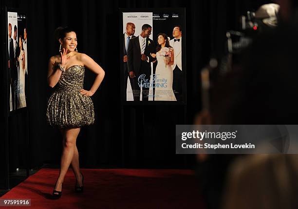 Actress America Ferrera attends the premiere of "Our Family Wedding" at AMC Loews Lincoln Square 13 theater on March 9, 2010 in New York City.