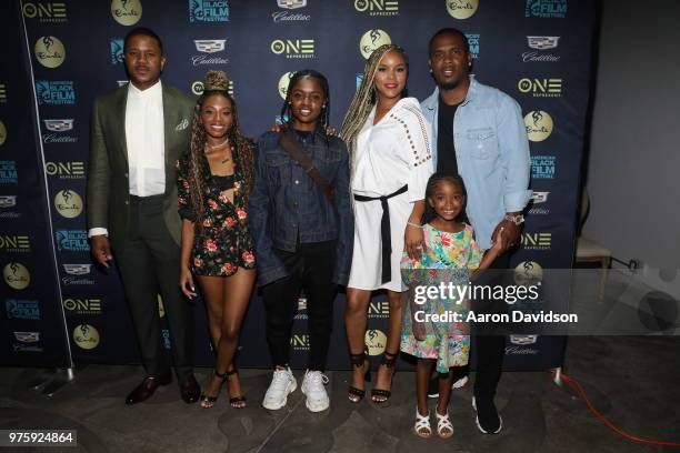 Hosea Chanchez, Imani Hakim, Bre-Z, Letoya Luckett, Tommicus Walker, and Madison Walker attend TV One Private Dinner during American Black Film...