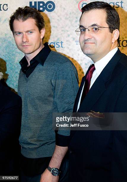 Actor James Badge Dale and HBO Executive Kary Antholis pose prior to a special screening of The HBO Miniseries 'The Pacific' on March 9, 2010 in...