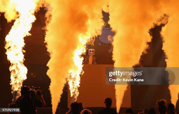 Marshmello performs onstage during 2018 BLI Summer Jam at Northwell Health at Jones Beach Theater on June 15, 2018 in Wantagh, New York.