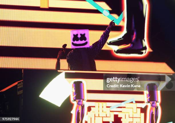 Marshmello performs onstage during 2018 BLI Summer Jam at Northwell Health at Jones Beach Theater on June 15, 2018 in Wantagh, New York.