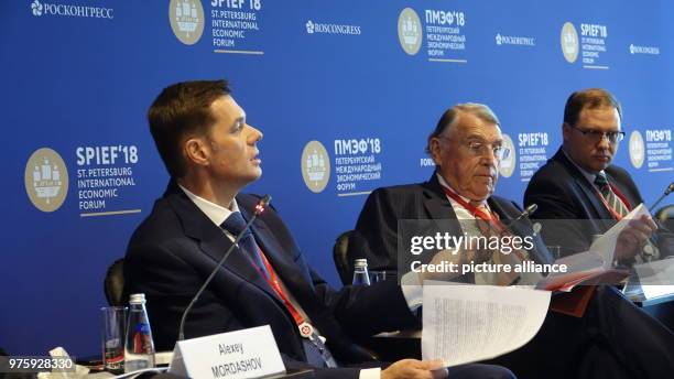 May 2018, Russia, St. Petersburg: Russian businessman Alexei Mordashov , majority shareholder of Severstal, speaking at the International Economic...