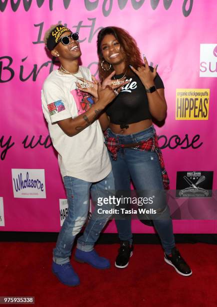 Rapper Silento and musical artist Tyeler Reign attend Jillian Estell's red carpet birthday party with a purpose benefitting The Celiac Disease...