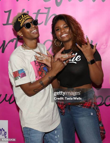 Rapper Silento and musical artist Tyeler Reign attend Jillian Estell's red carpet birthday party with a purpose benefitting The Celiac Disease...