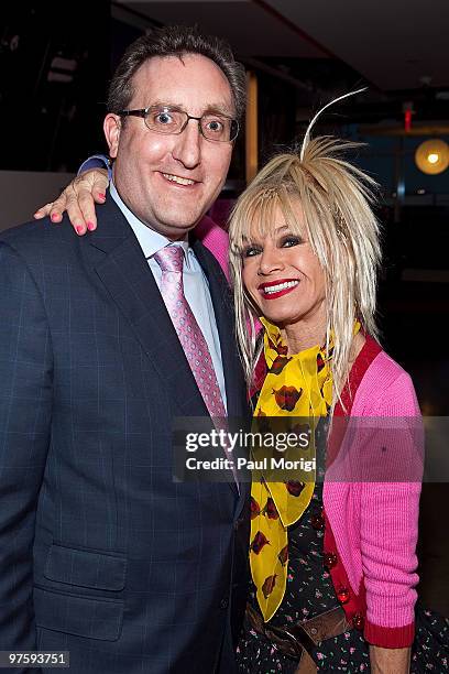 Fashion designer Betsey Johnson poses for a photo with AAPD President and CEO Andrew Imparato at An Evening with Betsey Johnson hosted by the AAPD at...