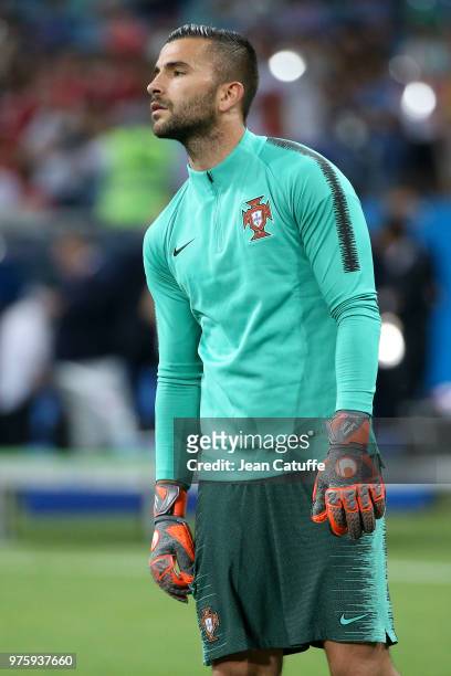 Goalkeeper of Portugal Anthony Lopes warms up before the 2018 FIFA World Cup Russia group B match between Portugal and Spain at Fisht Stadium on June...