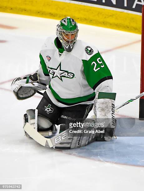 Mike McKenna of the Texas Stars skates in warmup against the Toronto Marlies prior to game 6 of the AHL Calder Cup Final on June 12, 2018 at Ricoh...