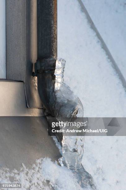 frozen drainpipe, england - burst pipe stock pictures, royalty-free photos & images