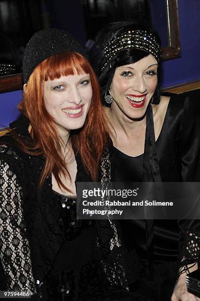 Karen Elson and Sarah Sophie Flicker attends the Rodarte Fall 2010 after party during Mercedes-Benz Fashion Week at Black Market on February 16, 2010...