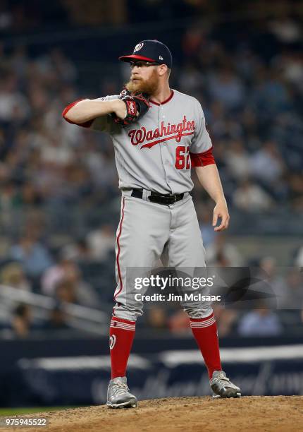Sean Doolittle of the Washington Nationals in action against the New York Yankees at Yankee Stadium on June 13, 2018 in the Bronx borough of New York...