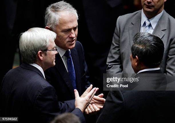 Australian Prime Minister Kevin Rudd introduces former opposition leader Malcolm Turnbull to Indonesian President Susilo Bambang Yudhoyono after his...