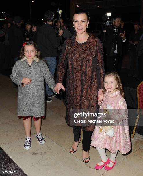 Actress Debi Mazar with daughters Evelyn Mazar and Giulia Mazar arrives at the opening night of "CATS" at the Pantages Theatre on March 9, 2010 in...