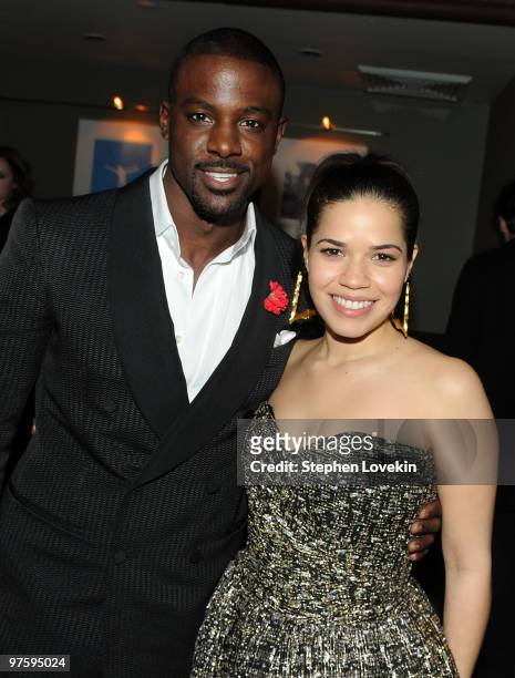 Actors Lance Gross and America Ferrera attend the after party for the premiere of "Our Family Wedding" at Providence on March 9, 2010 in New York...