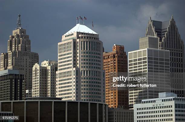 downtown-detroit - detroit skyline 個照片及圖片檔