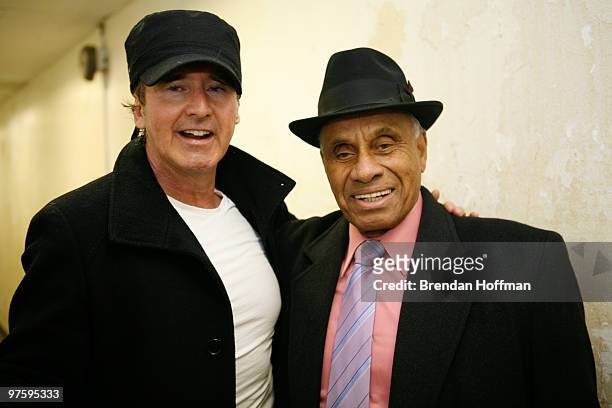Willie O'Ree , the first African American to play in the NHL, poses for a photo with Rep. Brian Higgins after the Congressional Hockey Challenge on...