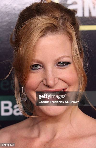 Actress Anna Gunn attends the third season premiere of the television show "Breaking Bad" at the ArcLight Hollywood Cinemas on March 9, 2010 in...