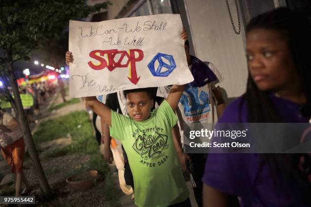 Residents participate in an end of school year peace march and rally on June 15, 2018 in Chicago, Illinois. Chicago natives Jennifer Hudson and...