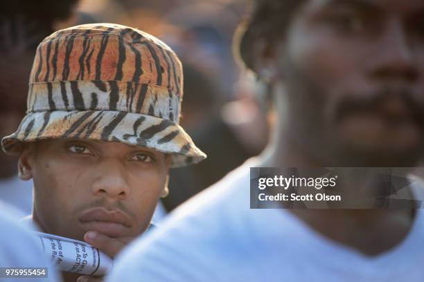 Residents participate in an end of school year peace march and rally on June 15, 2018 in Chicago, Illinois. Chicago natives Jennifer Hudson and...