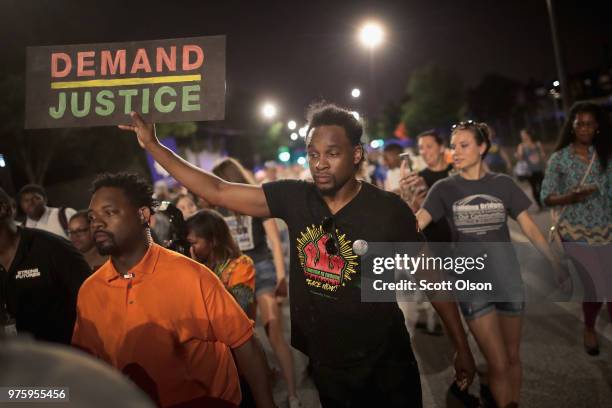 Residents participate in an end of school year peace march and rally on June 15, 2018 in Chicago, Illinois. Chicago natives Jennifer Hudson and...