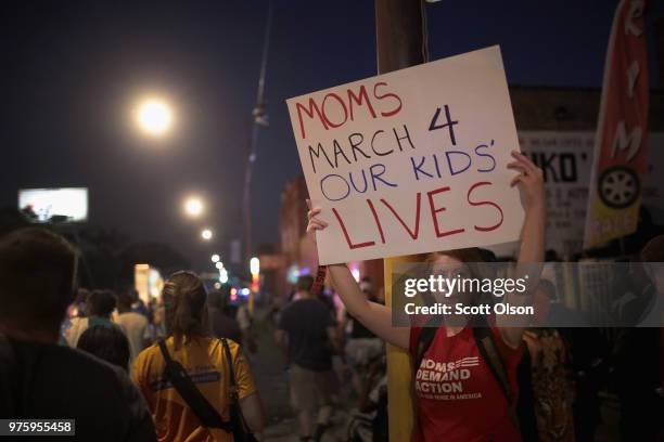 Residents participate in an end of school year peace march and rally on June 15, 2018 in Chicago, Illinois. Chicago natives Jennifer Hudson and...