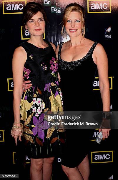 Actresses Betsy Brandt and Anna Gunn attend the third season premiere of the television show "Breaking Bad" at the ArcLight Hollywood Cinemas on...