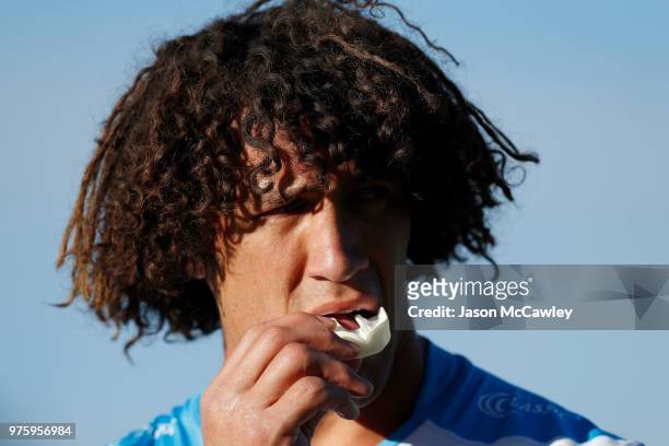 Kevin Proctor of the Titans looks on during the round 15 NRL match between the Canterbury Bulldogs and the Gold Coast Titans at Belmore Sports Ground...