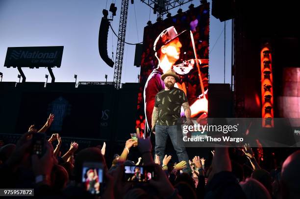 Zac Brown of Zac Brown Band performs on stage during the "Down The Rabbit Hole" Tour in Boston at Fenway Park on June 15, 2018 in Boston,...