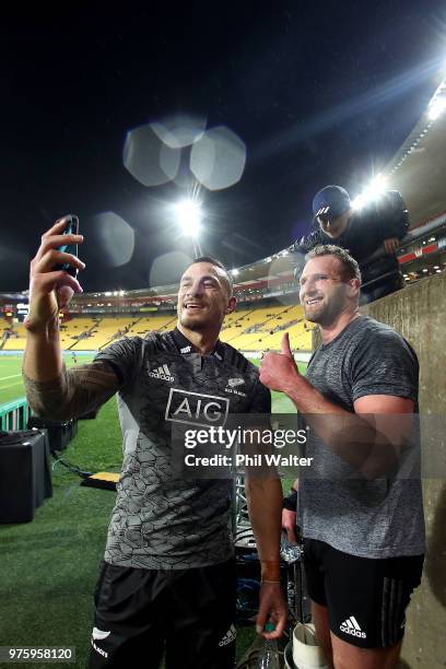 Kieran Read and Sonny Bill Williams of the New Zealand All Blacks before the International Test match between the New Zealand All Blacks and France...