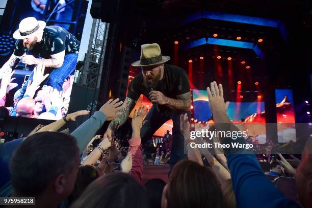 Zac Brown of Zac Brown Band performs on stage during the "Down The Rabbit Hole" Tour in Boston at Fenway Park on June 15, 2018 in Boston,...