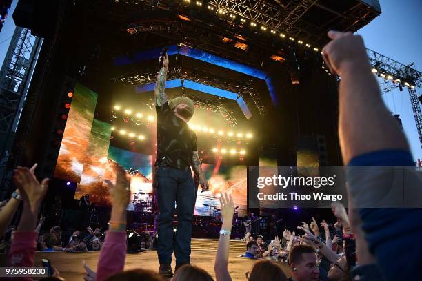 Zac Brown of Zac Brown Band performs on stage during the "Down The Rabbit Hole" Tour in Boston at Fenway Park on June 15, 2018 in Boston,...