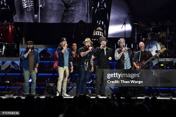 Zac Brown Band performs on stage during the "Down The Rabbit Hole" Tour in Boston at Fenway Park on June 15, 2018 in Boston, Massachusetts.