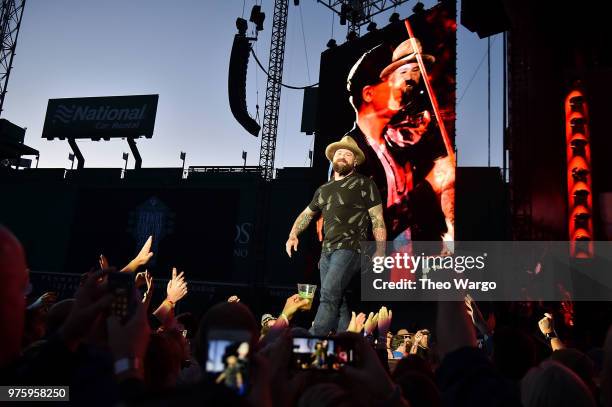 Zac Brown of Zac Brown Band performs on stage during the "Down The Rabbit Hole" Tour in Boston at Fenway Park on June 15, 2018 in Boston,...