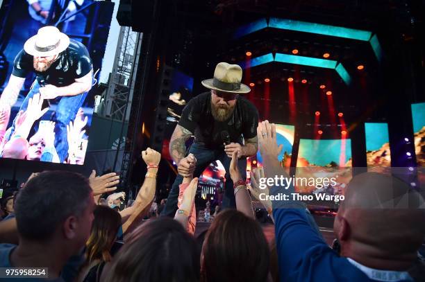 Zac Brown of Zac Brown Band performs on stage during the "Down The Rabbit Hole" Tour in Boston at Fenway Park on June 15, 2018 in Boston,...