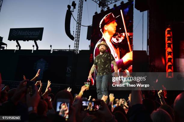 Zac Brown of Zac Brown Band performs on stage during the "Down The Rabbit Hole" Tour in Boston at Fenway Park on June 15, 2018 in Boston,...