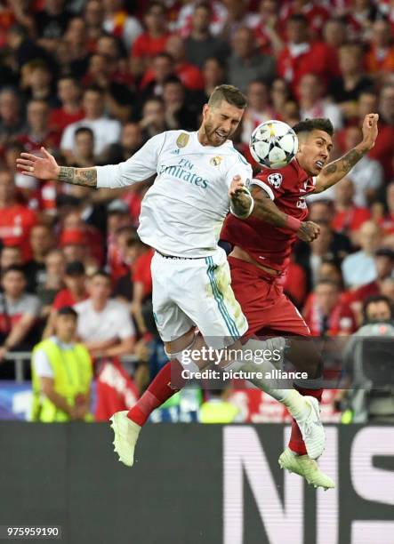 May 2018, Ukraine, Kiev: soccer, Champions League, Real Madrid vs FC Liverpool, finals at the Olimpiyskiy National Sports Complex. Madrid's Sergio...