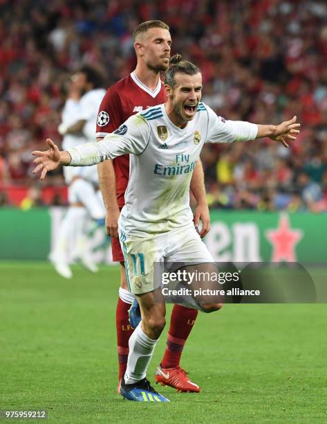 May 2018, Ukraine, Kiev: soccer, Champions League, Real Madrid vs FC Liverpool, finals at the Olimpiyskiy National Sports Complex. Madrid's Gareth...