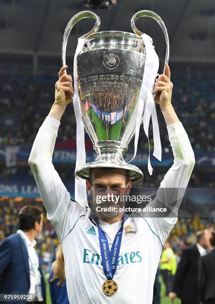 May 2018, Ukraine, Kiev: Soccer, Champions League final, Real Madrid vs FC Liverpool at the Olimpiyskiy National Sports Complex. Real's Gareth Bale...