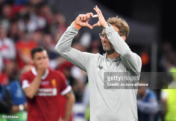 May 2018, Ukraine, Kiev: Soccer, Champions League final, Real Madrid vs FC Liverpool at the Olimpiyskiy National Sports Complex. Liverpool's manager...