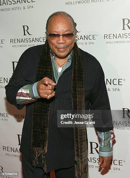 Producer Quincy Jones attends "The Rhythm of Success" book release celebration at the Renaissance Hollywood Hotel on March 9, 2010 in Hollywood,...