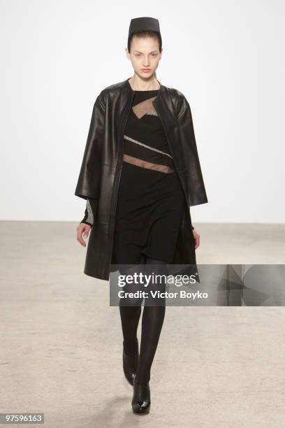 Model walks the runway during the Thierry Mugler Ready to Wear show as part of the Paris Womenswear Fashion Week Fall/Winter 2011 at Palais De Tokyo...