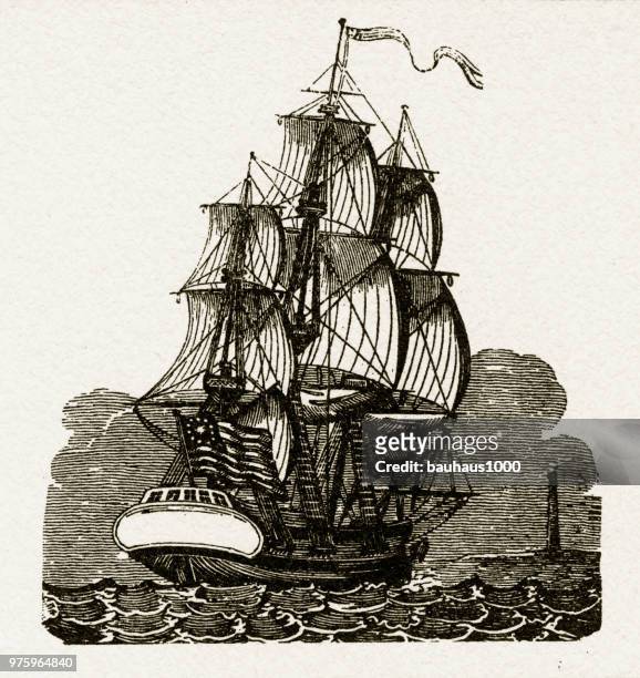 immigrants sailing clipper ship “great republic”, 1855 - 1855 2018 stock illustrations