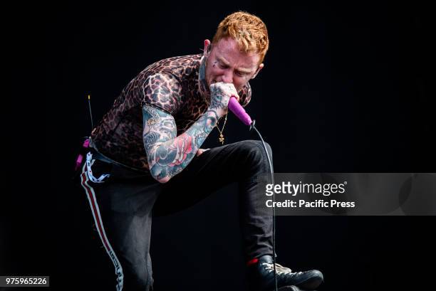 The English punk rock band Frank Carter & The Rattlesnakes performing live on stage at the Firenze Rocks festival 2018, opening for the Foo Fighters.