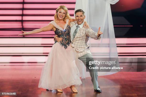 May 2018, Germany, Cologne: Actress Iris Mareike Steen and professional dancer Christian Polanc perform at the televised celebrity dance competition...