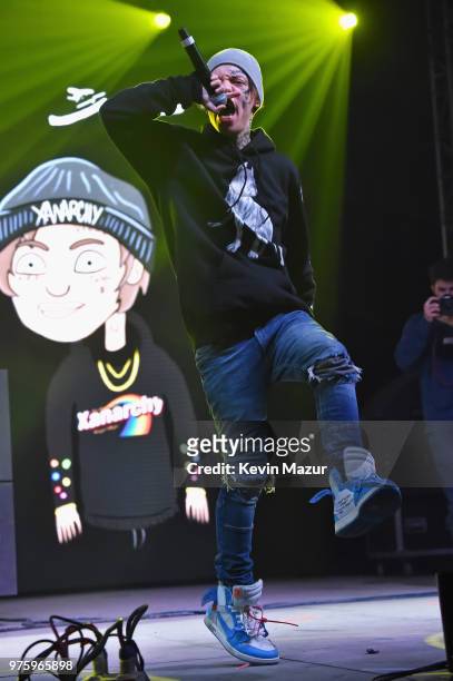 Lil Xan performs at the Pavillion stage during the 2018 Firefly Music Festival on June 15, 2018 in Dover, Delaware.
