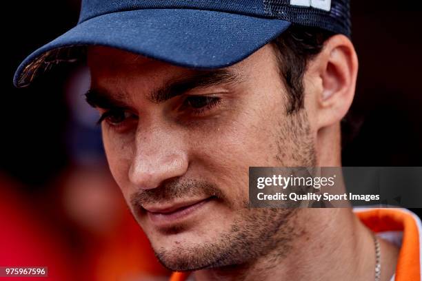 Dani Pedrosa looks on during day 1 of the MotoGP of Catalunya at Circuit de Catalunya on June 15, 2018 in Montmelo, Spain.