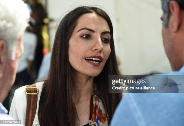 May 2018, Germany, Cologne: Kurdish politician Tugba Hezer speaks at a protest against Turkish President Recep Tayyip Erdogan. Hundreds of Kurds have...