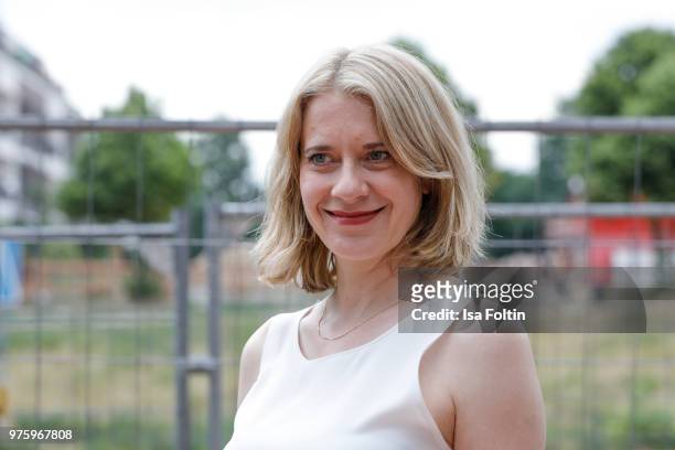 German actress Caroline Peters during the nominees announcement of the German Play Award 2018 at Kornversuchsspeicher on June 15, 2018 in Berlin,...
