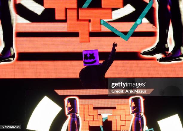 Marshmello perfroms at Northwell Health at Jones Beach Theater on June 15, 2018 in Wantagh, New York.